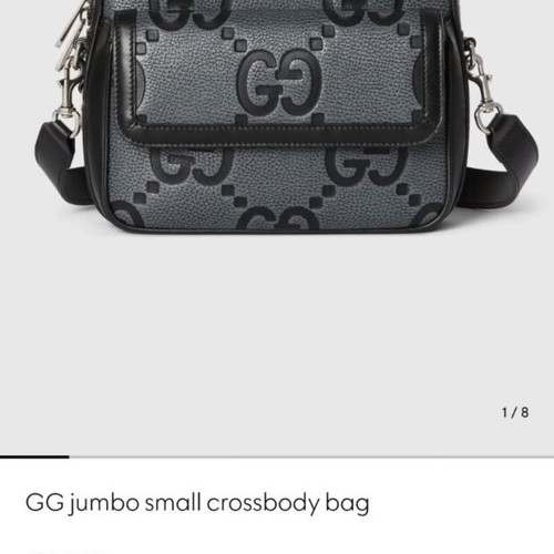 Gucci GG Jumbo μικρή τσάντα χιαστί καινούργια, μαύρο και γκρι