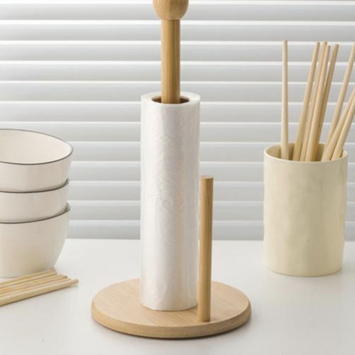 Bamboo kitchen paper towel holder, 33 cm height x 19 cm base
