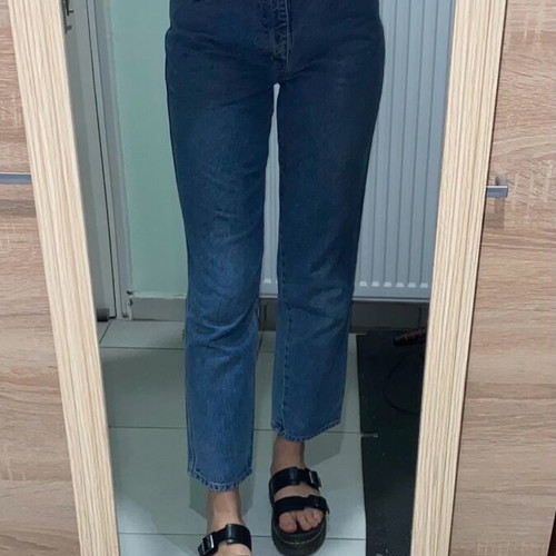 Women's high-waisted vintage jeans used, blue, size L