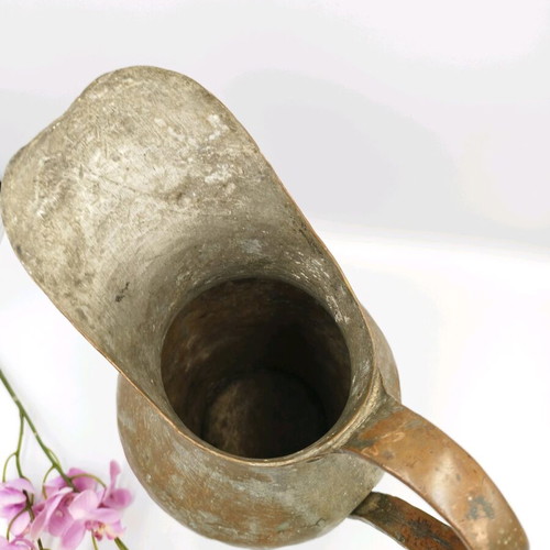 Copper Hand-Forged Rustic Water Pitcher Used
