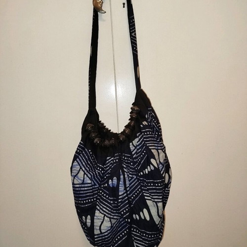 African Boho Style Shoulder Bag Blue Like New