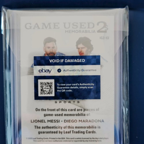 2025 Leaf Messi Maradona Game Used Dual Relic Silver Holo 1/2
