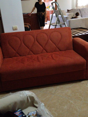 Fabric sofa used, elastic with two cushions
