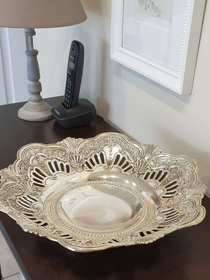 Silver-plated decorative tray used