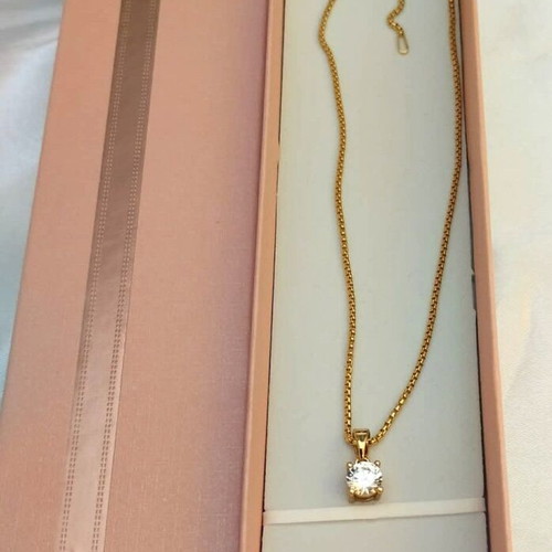 Minimal pendant with sparkling rhinestone and two gold chains, new