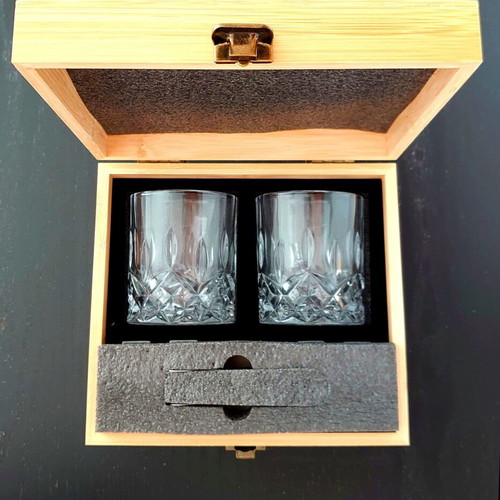 Bacardi Luxury Drink Set New In Solid Bamboo Wood Case