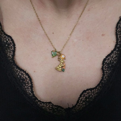Steel Easter Bunny Necklace new handmade with heart and eye charm