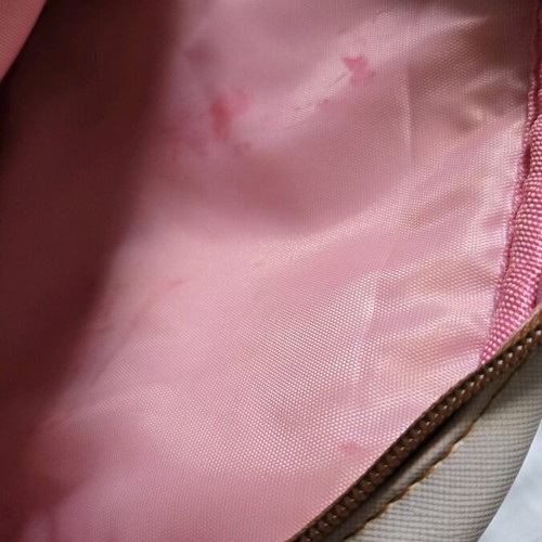 Santoro crossbody bag used, beige with pink marker inside
