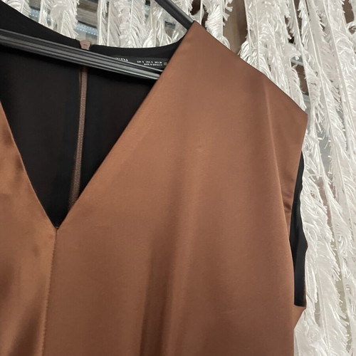 Zara satin dress size small, like new, bronze brown