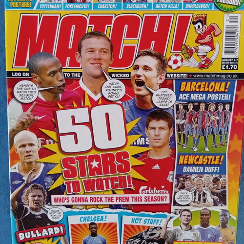 Match Football Magazine Issue 1-7/8/2006 Like New with Barcelona Poster