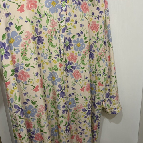 Plus size long floral shirt dress, XXL to 5XL