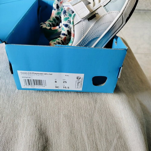Puma Caven 2.0 Playmobil size 25 white athletic shoes like new