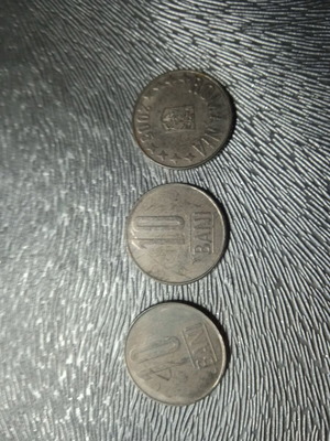 Romanian coins used, pack of 3, 2005