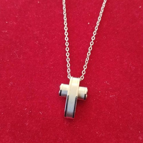Apefton men's steel cross new, silver color