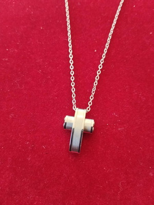 Apefton men's steel cross new, silver color