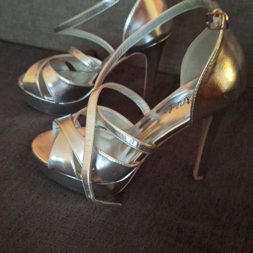 Party shoes size 40 like new, silver platform 3 cm, heel 13 cm