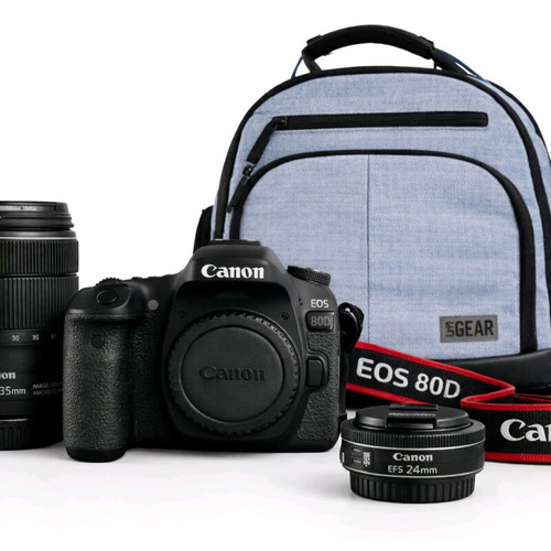 Canon EOS 80D complete kit like new with EF-S 18-135mm and 24mm lenses