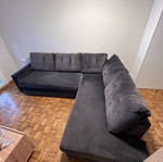 Corner sofa anthracite/grey with pull-out bed