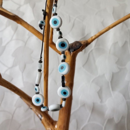 Handmade bracelet with eye beads and adjustable clasp, new