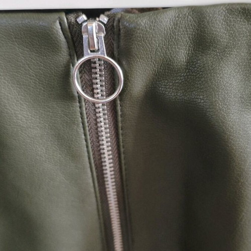 Primark mini leather skirt like new, olive, size 36
