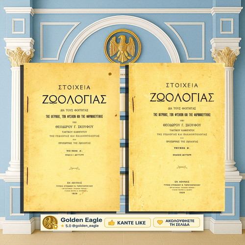 Stoicheia Zoologias academic books used, Greek language, volumes A+B