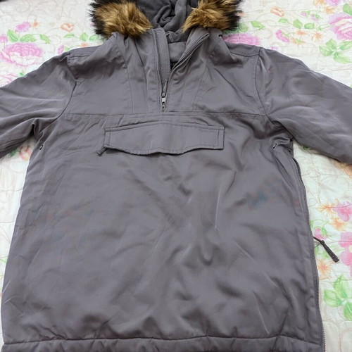 Gray jacket with hood and double fleece lining new XL