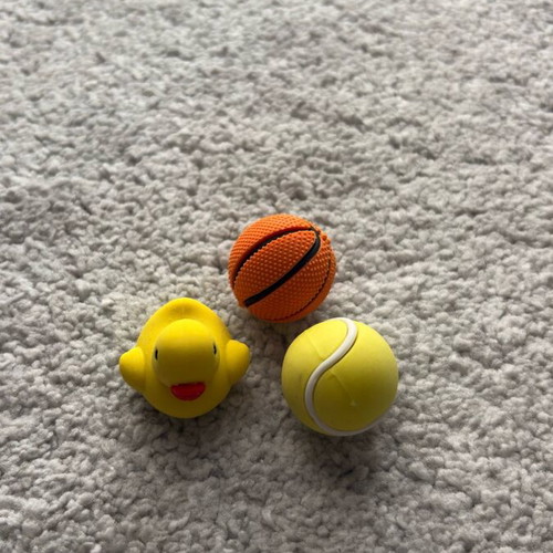 Erasers three new, balls and duck shapes