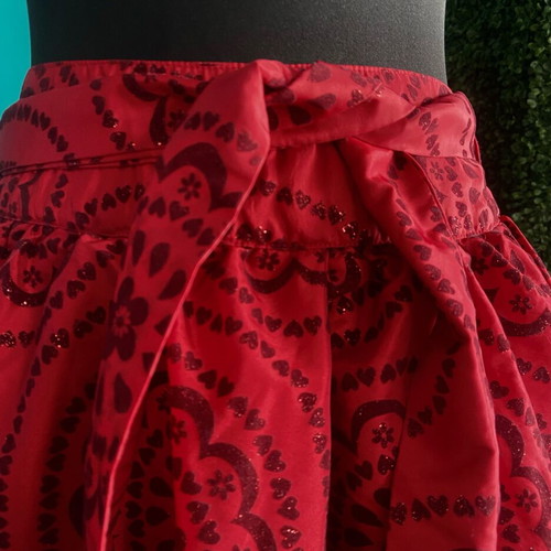 Red skirt like new midi with velvet patterns and glitter