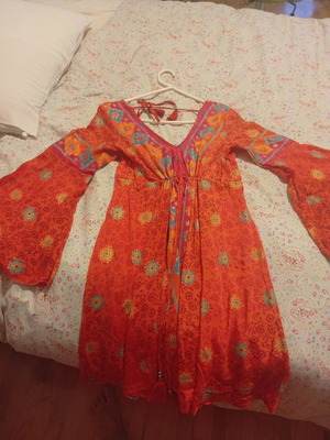 Boho Summer Mini Dress Tunic one size like new, multicolor