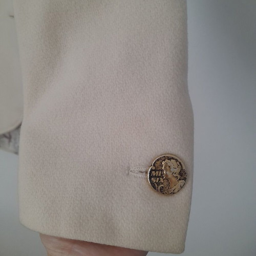 Miss Sixty vintage coat used, ecru with gold buttons and high collar