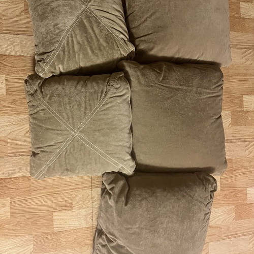 Velvet sofa pillows, new, set of 5 with washable covers