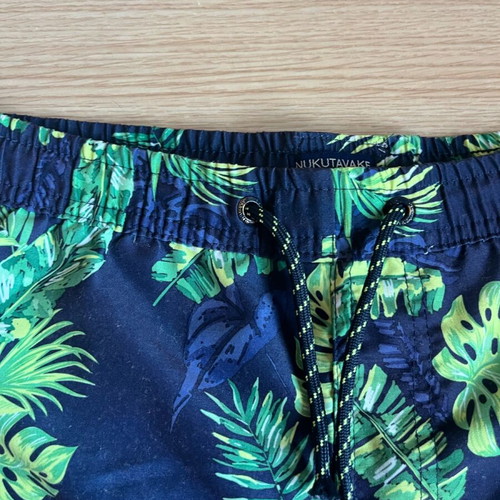 Swim shorts with pattern in very good condition, blue, for boys 13-14 years