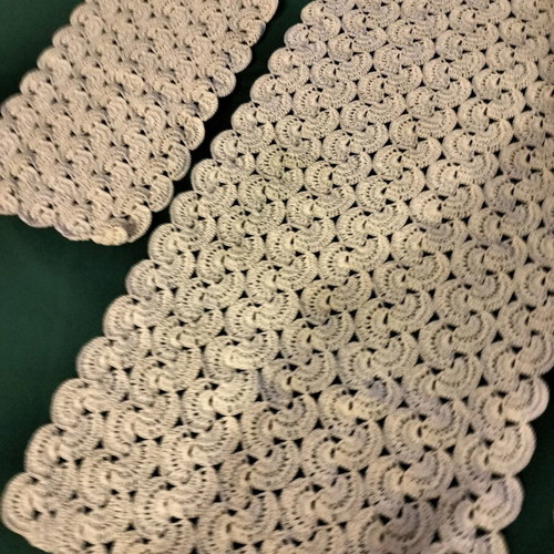 Handmade white set of table linens, very old design, new