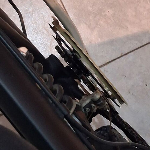 Mountain bike black used with front and rear suspension, V-brakes