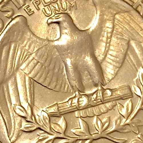 US quarter dollar 1965 used with mint error die break