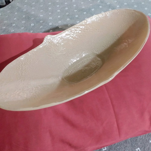 Glass Studio serving platter narrow, new, oval, beige