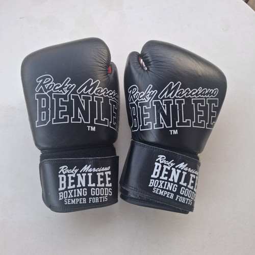 Benlee Rocky Marciano Leather Sparring Set 14oz Gloves & L/XL Shin Guards like new