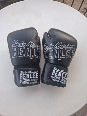 Benlee Rocky Marciano Leather Sparring Set 14oz Gloves & L/XL Shin Guards like new
