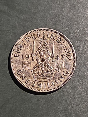 One Shilling 1947 British coin, Scottish reverse