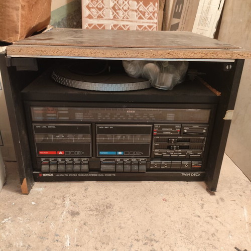 Tensai Rack Compo-35 vintage stereo system with turntable and twin cassette deck used