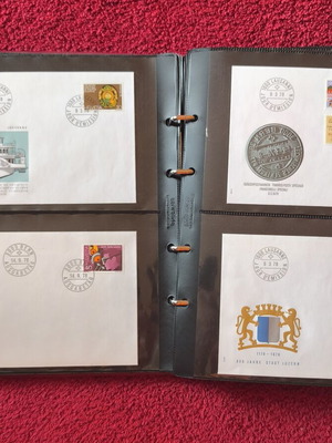 Leather Stamp Album with 100 Swiss First Day Covers FDC like new