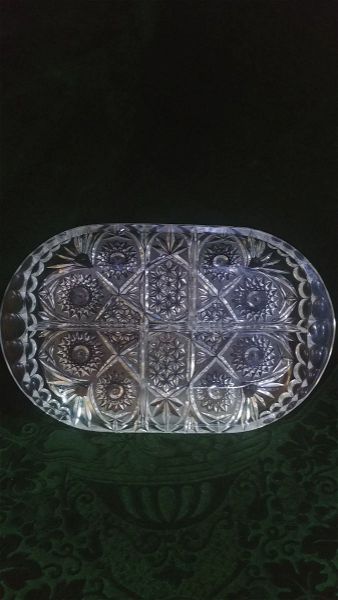  megali oval piatela me chorismata / xirokarpiera, kristallo molivdou Irena Poland 60'-80'.