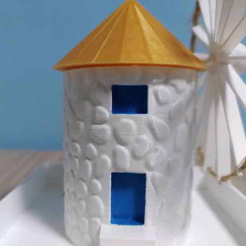Milos Windmill Flowerpot 3D printed and hand painted