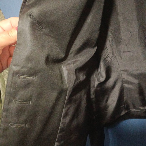 Roqua black cool wool jacket, glossy texture