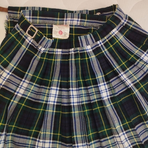 Vintage plaid kilt-style skirt like new, short, blue-green