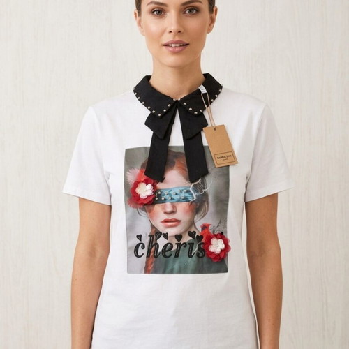 Bratan T-shirt new with collar and stones