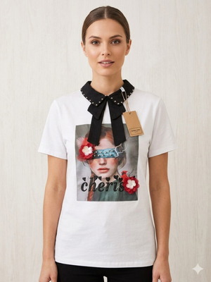 Bratan T-shirt new with collar and stones