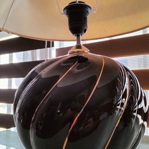 Vintage Italian ceramic table lamp used with gold lines