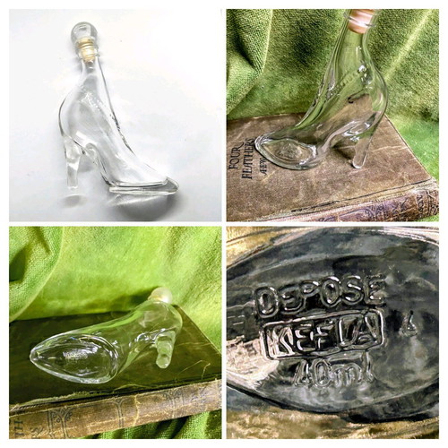 Glass small bottle shaped like stiletto shoe like new
