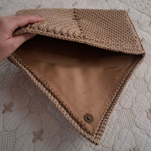 Handmade Crocheted Purse with Lining and Elastic Mesh